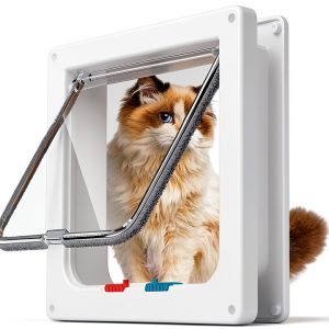 FAREVER Cat Door 4 Lock Modes Durable ABS Plastic Pet Door-0