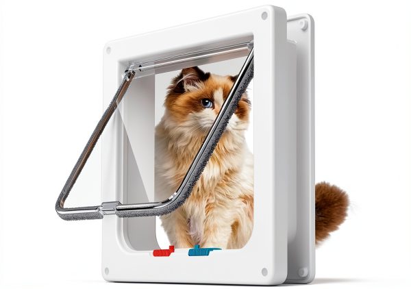 FAREVER Cat Door 4 Lock Modes Durable ABS Plastic Pet Door-0