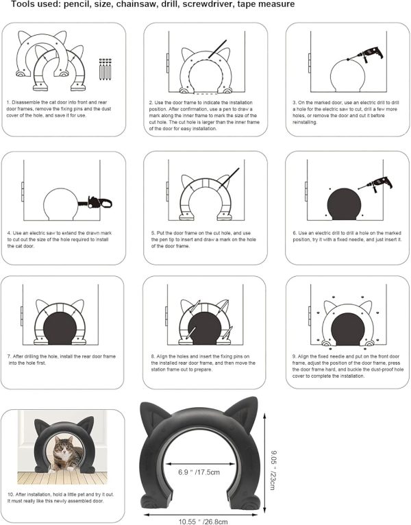 Ikuso Indoor Cat Door ABS Material Large Pet Door-4