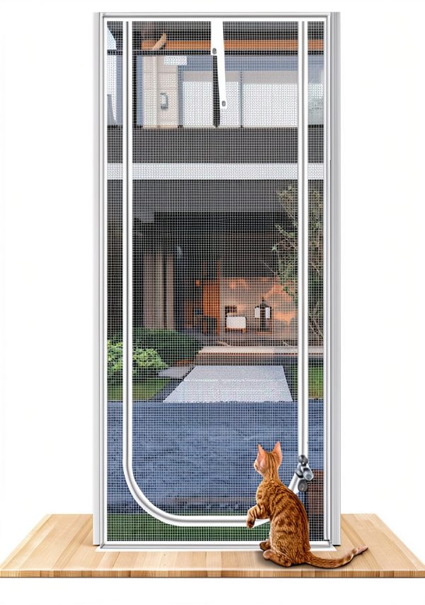 QWR Reinforced Cat Screen Door White Pet Door Zipper-0