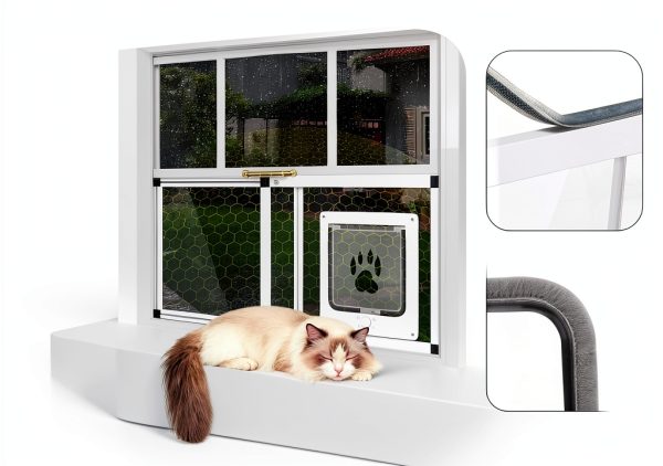 Yoochee Cat Window Door White Aluminum Frame-5