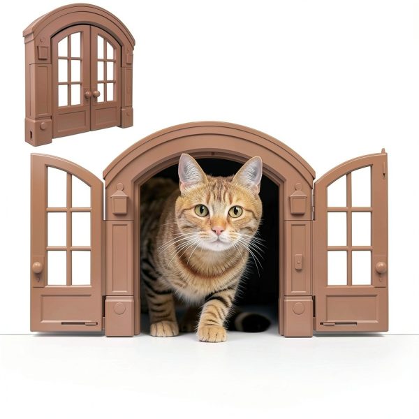 Purrfect Portal French Cat Door No Flap Interior Pet Door-0