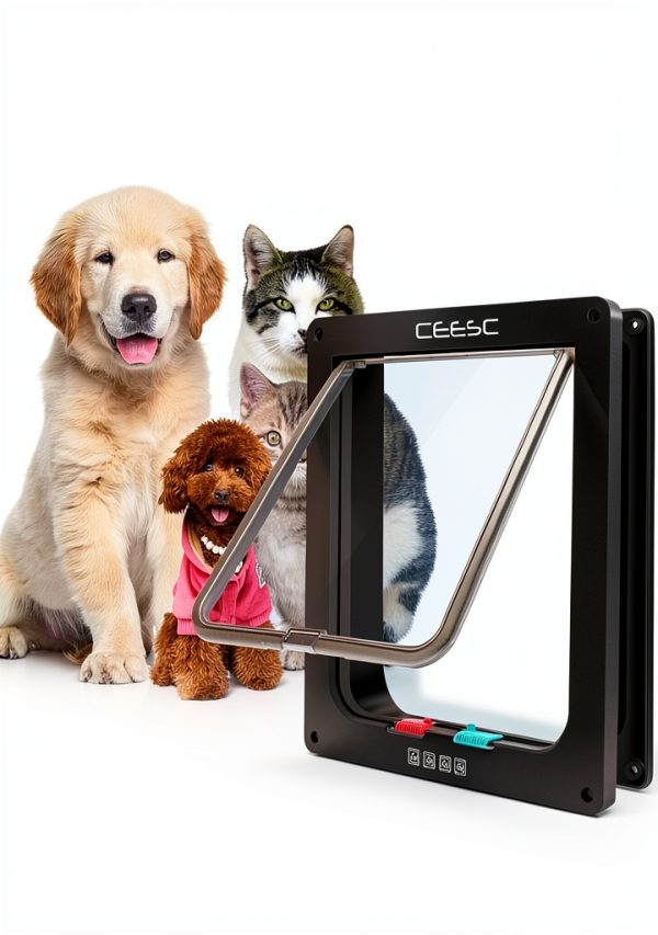 CEESC Pet Door ABS 4 Way Switch Large Dog Cat Entry-5