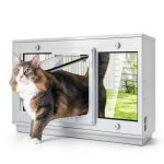 Linvivon Cat Door Window Insert Magnetic Aluminum Pet Door-0