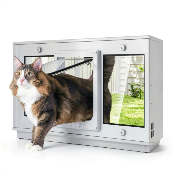 Linvivon Cat Door Window Insert Magnetic Aluminum Pet Door-0