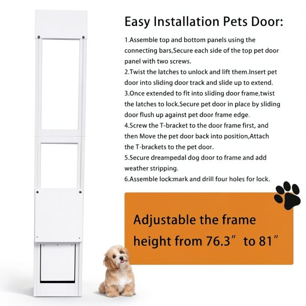 Dreampedal Sliding Glass Pet Door Aluminum Frame Medium Pets-3