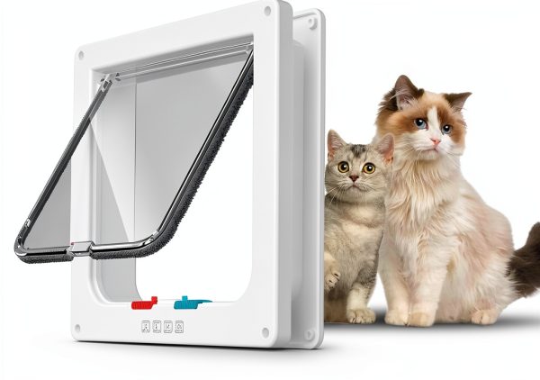 FAREVER Cat Door 4 Lock Modes Durable ABS Plastic Pet Door-2