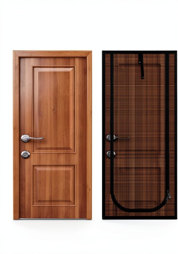 QWR Reinforced Cat Screen Door Zipper Pet Door White Black-1