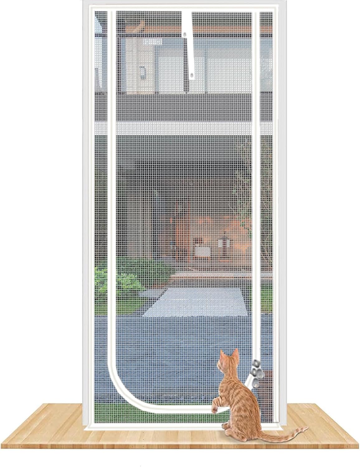 QWR Reinforced Cat Screen Door installed on a standard interior door