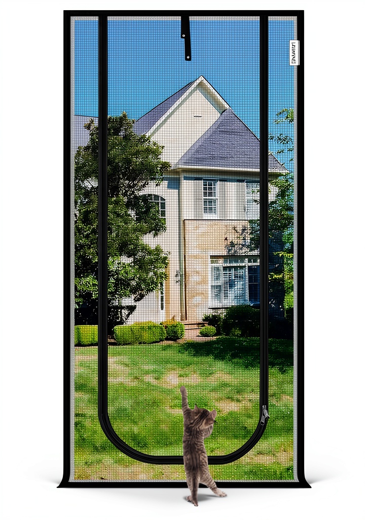 LAIJIANG cat screen door installed on a sliding patio door