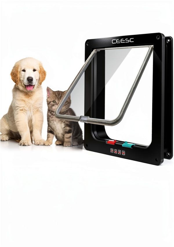 CEESC Pet Door ABS 4 Way Switch Large Dog Cat Entry-2
