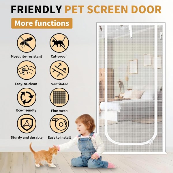 LAIJIANG Pet Screen Door Reinforced Mesh Easy Installation-2