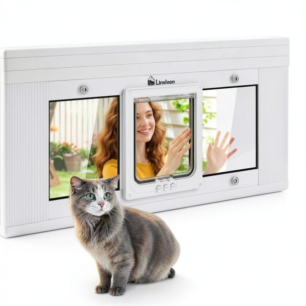 Linvivon Cat Door Window Insert Magnetic Aluminum Pet Door-3