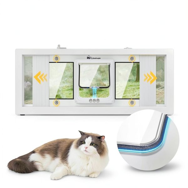 Linvivon Cat Door Window Insert Magnetic Aluminum Pet Door-4
