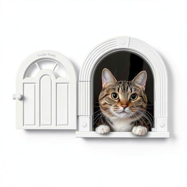 Purrfect Portal Cat Door Wall Interior Large Breed Plastic-0