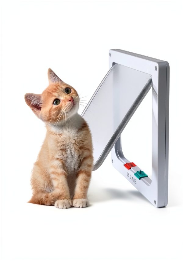 White Cat Door Pet Accessory goTeamghjkl-1