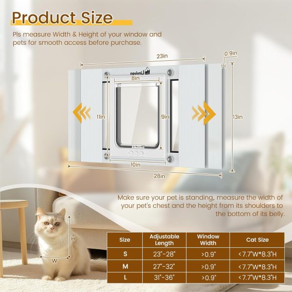 Linvivon Cat Door Window Insert Magnetic Aluminum Pet Door-1